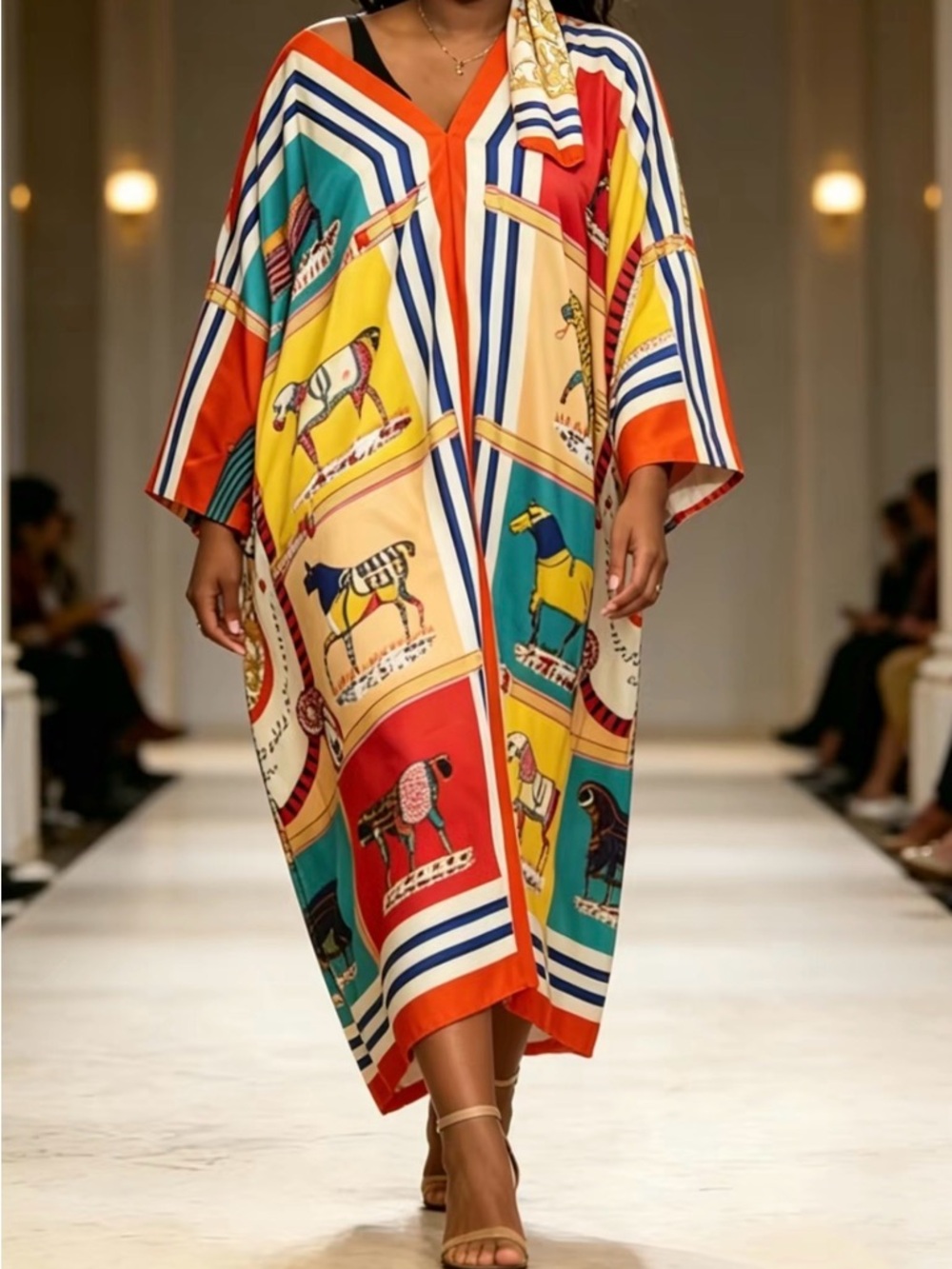 Colorful Animal Print Kaftan Dress